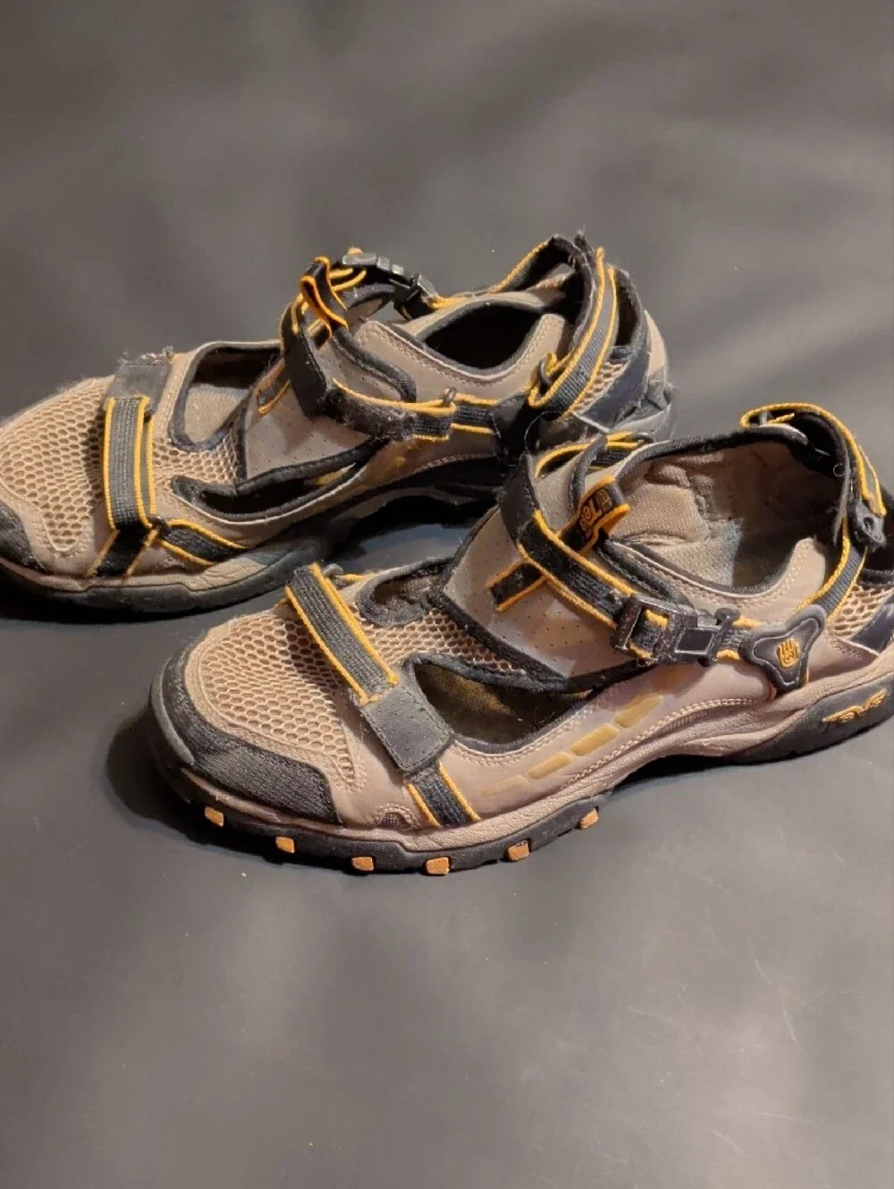 Teva, Mens, Outdoor Hiker Sandals- Gray with Yellow Accents